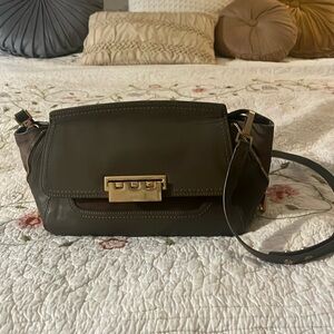 Zac Posen olive green crossbody purse or bag.